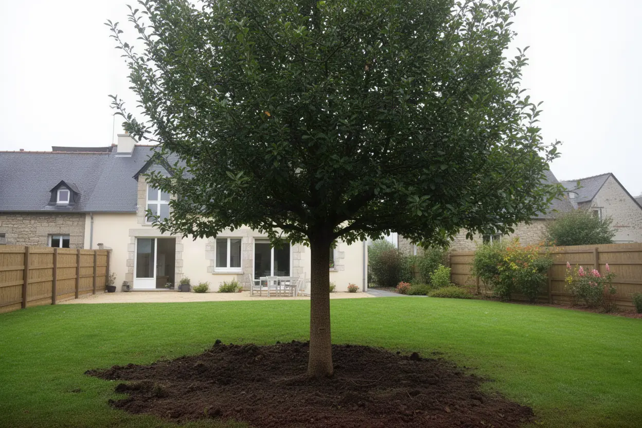Arbre encombrant à démonter dans une propriété de Tollevast