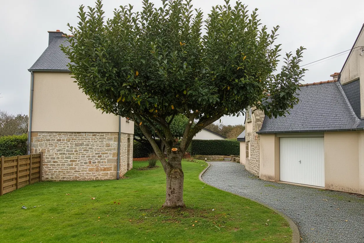 Passage dégagé après taille raisonnée d'un arbre à Brix