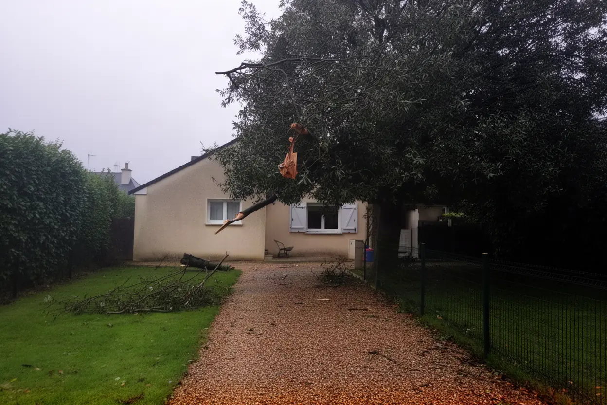 Arbre instable avant intervention à Digosville