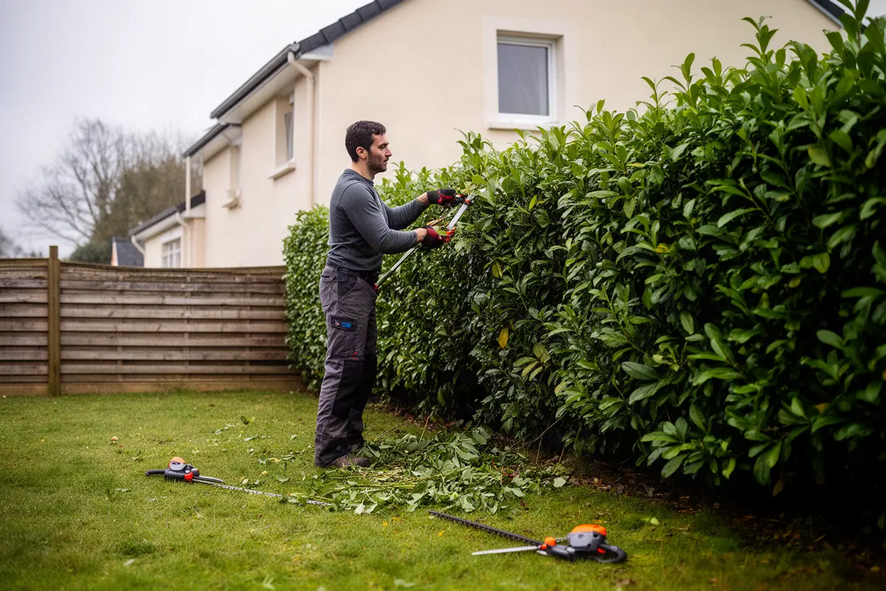 Taille d’une haie de jardin à Tollevast